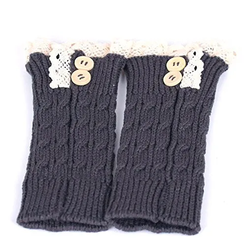 2 Pack of Womens Lace Stretch Boot Leg Cuffs Leg Warmers Socks Topper Cuff