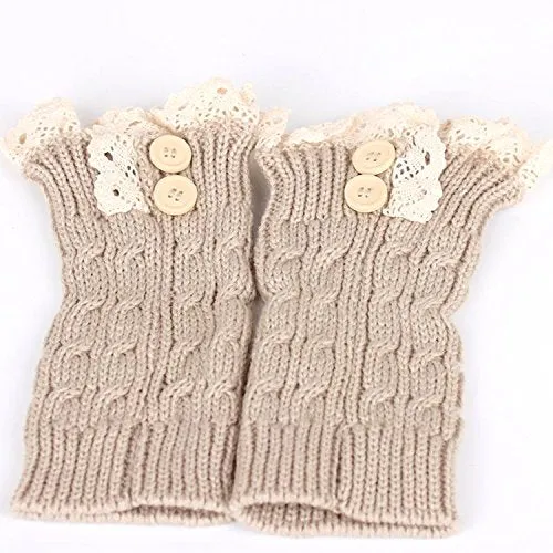 2 Pack of Womens Lace Stretch Boot Leg Cuffs Leg Warmers Socks Topper Cuff