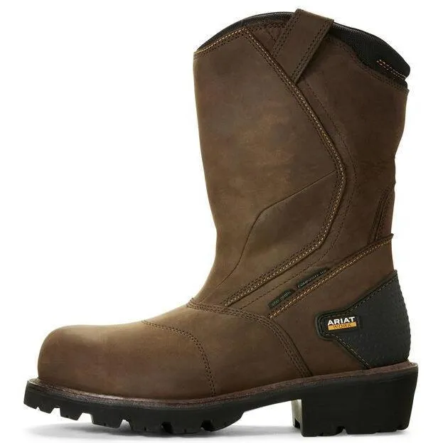 Ariat Men's Powerline 11" Comp Toe WP 400g Wellington Work Boot- Brown - 10018569