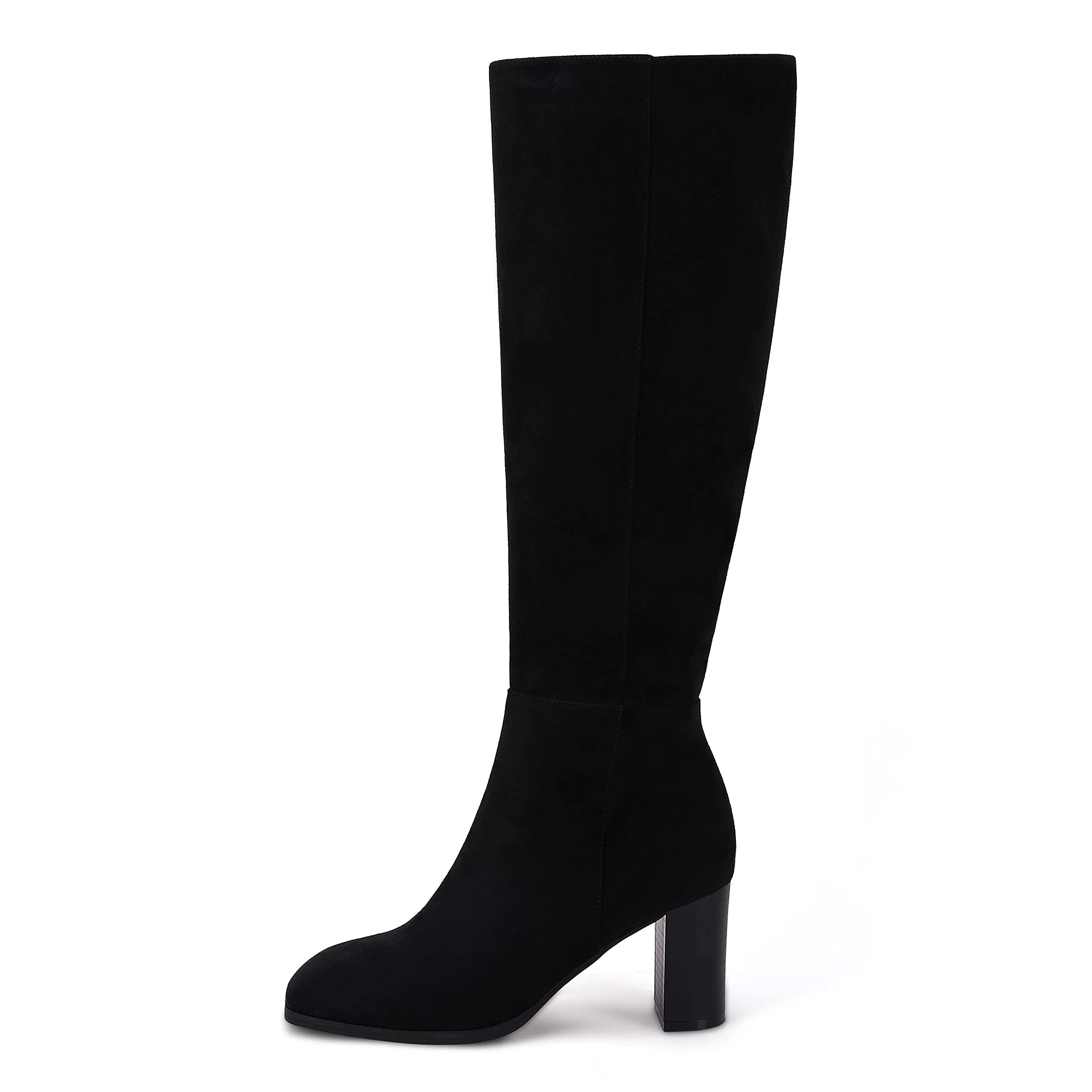 Black Fashionable Chunky Block Heel Knee High Boots