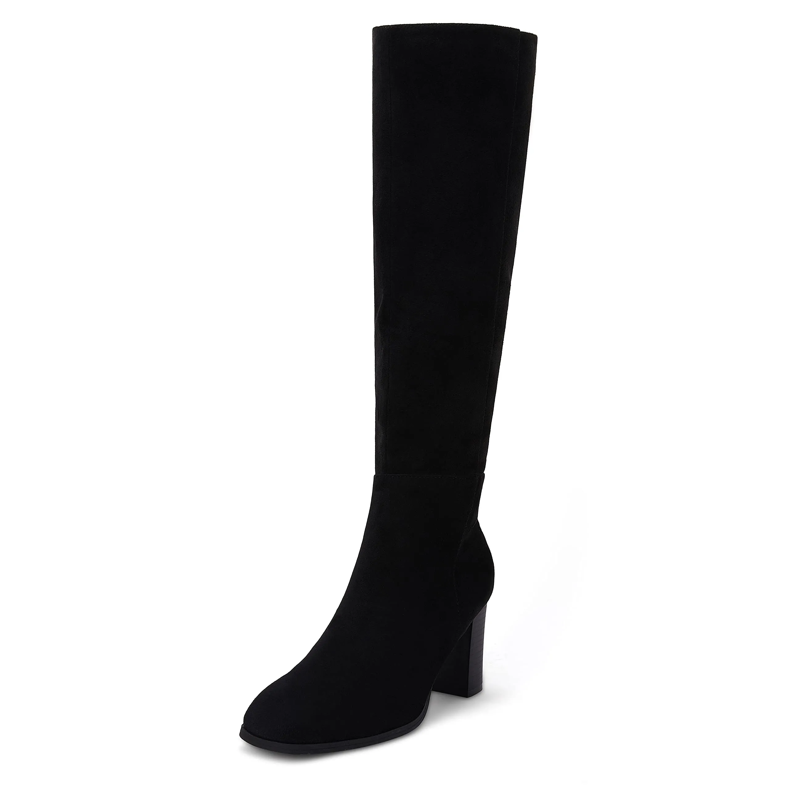 Black Fashionable Chunky Block Heel Knee High Boots