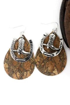 Cowboy boot cork earrings