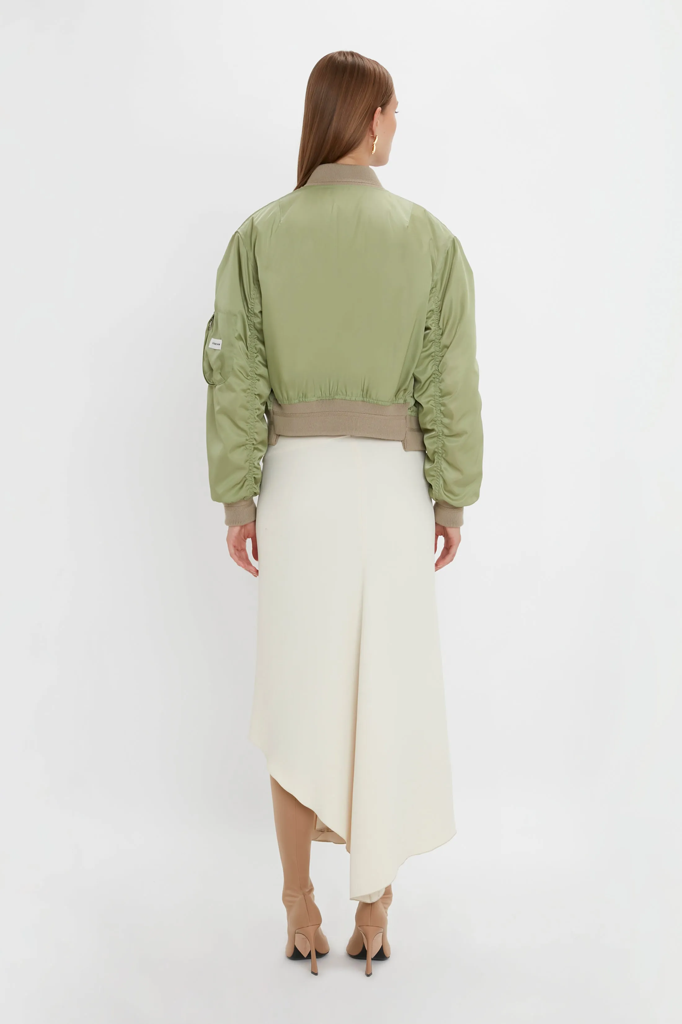 Cropped Bomber Jacket In Avocado