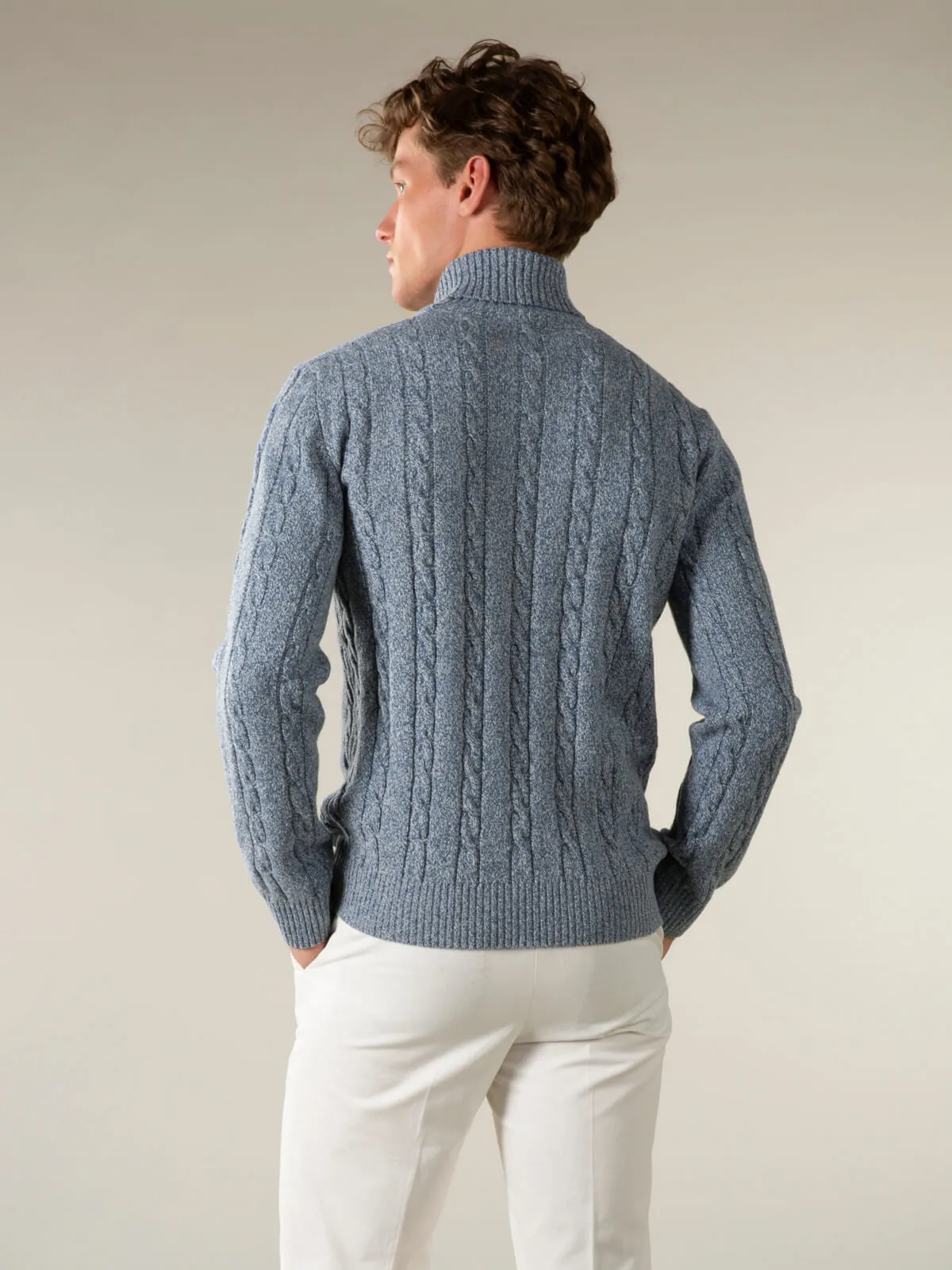 Dolcevita Cable Knit Sweater Light Blue