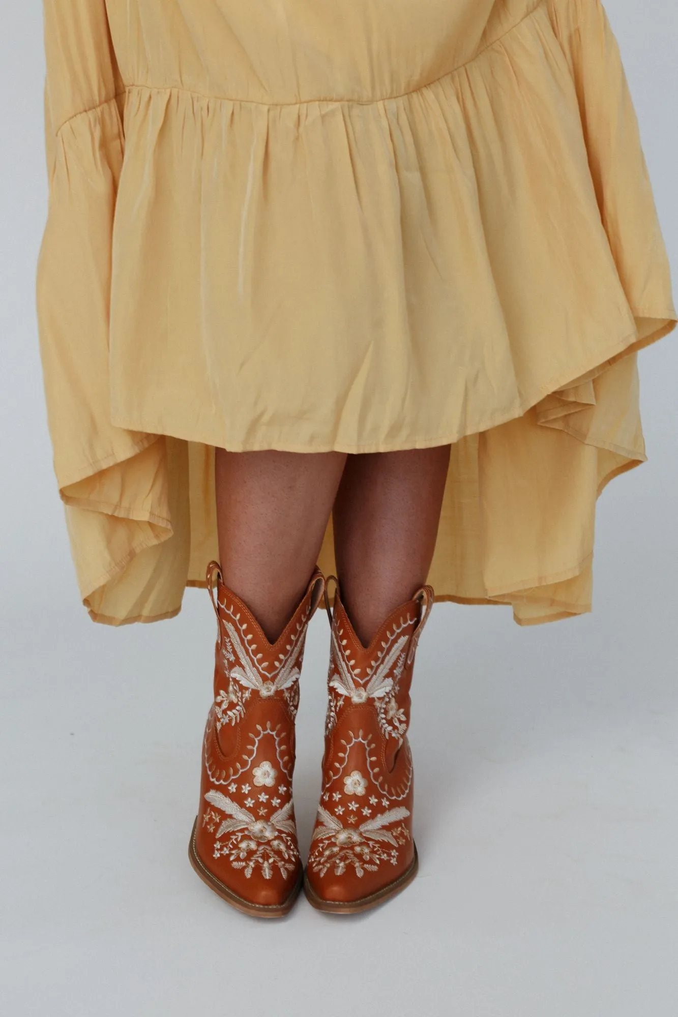 Dolly Embroidered Cowboy Boot - Camel