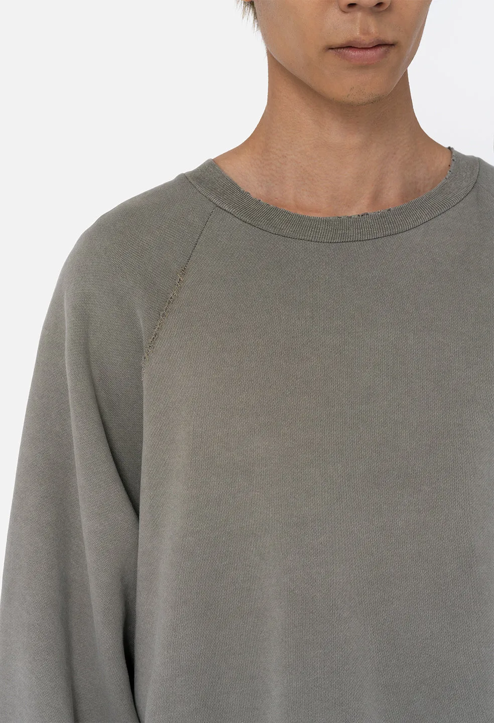 Folsom Cropped Raglan Crew / Mist