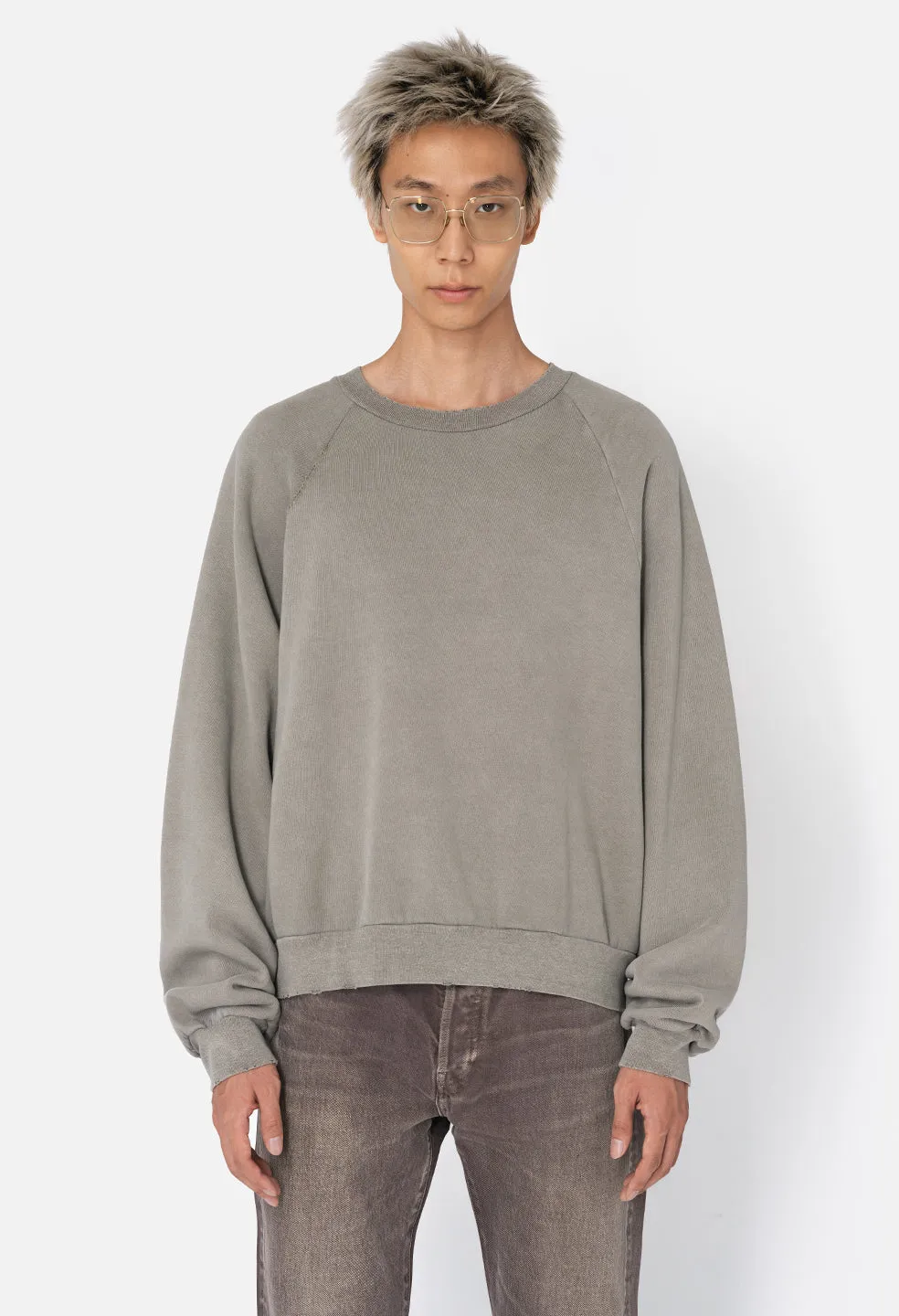 Folsom Cropped Raglan Crew / Mist