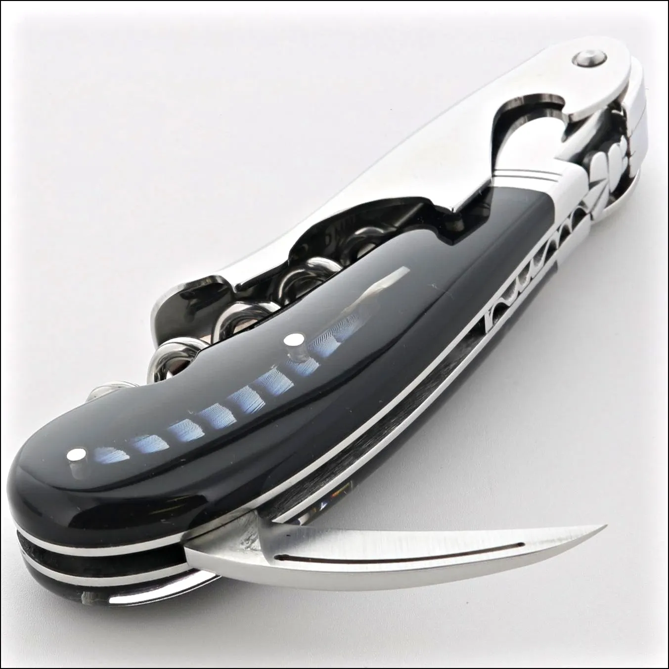 Laguiole Magnum Two-Step Corkscrew - Genuine Feather Inlay Handle - B