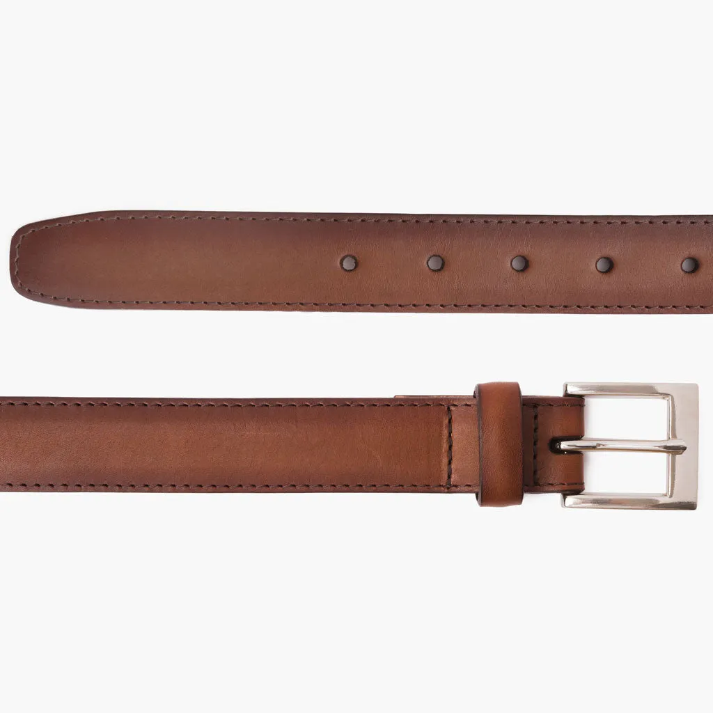 Premium Mens Classic Brandy Leather Belt - Timeless Style & Durability