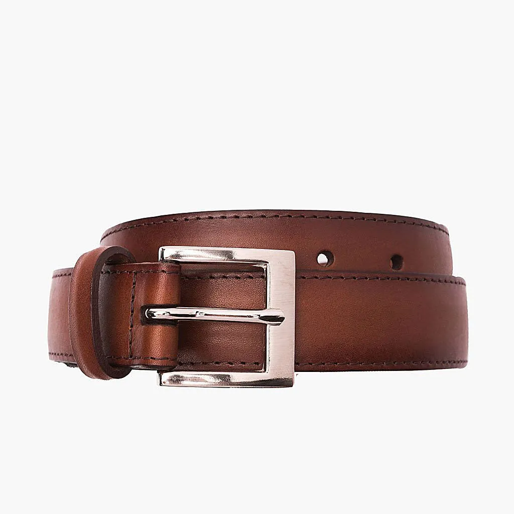 Premium Mens Classic Brandy Leather Belt - Timeless Style & Durability