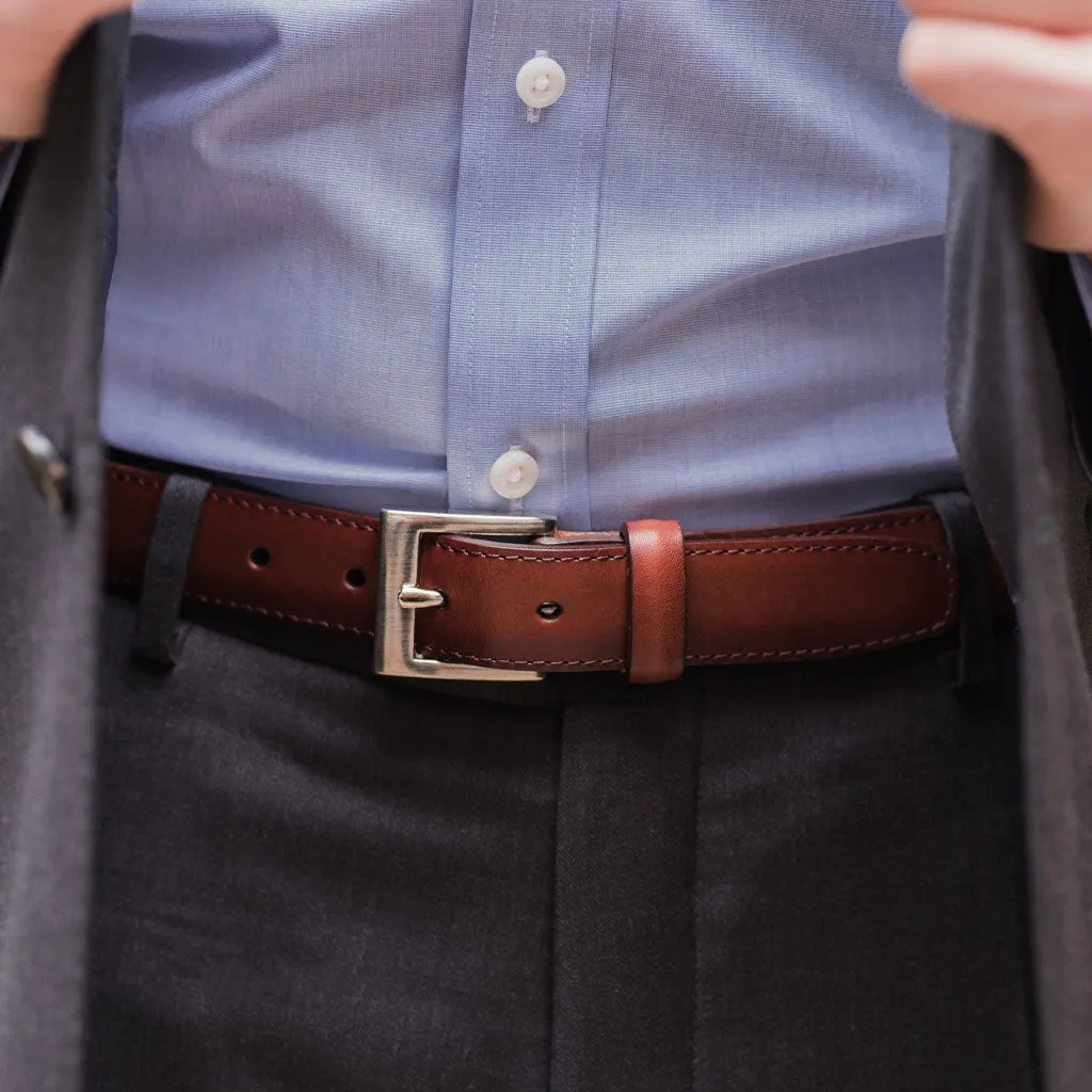 Premium Mens Classic Brandy Leather Belt - Timeless Style & Durability