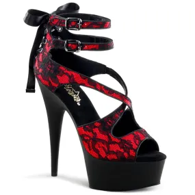 Pleaser Delight-678LC-Black-Red-Size 9-Clearance