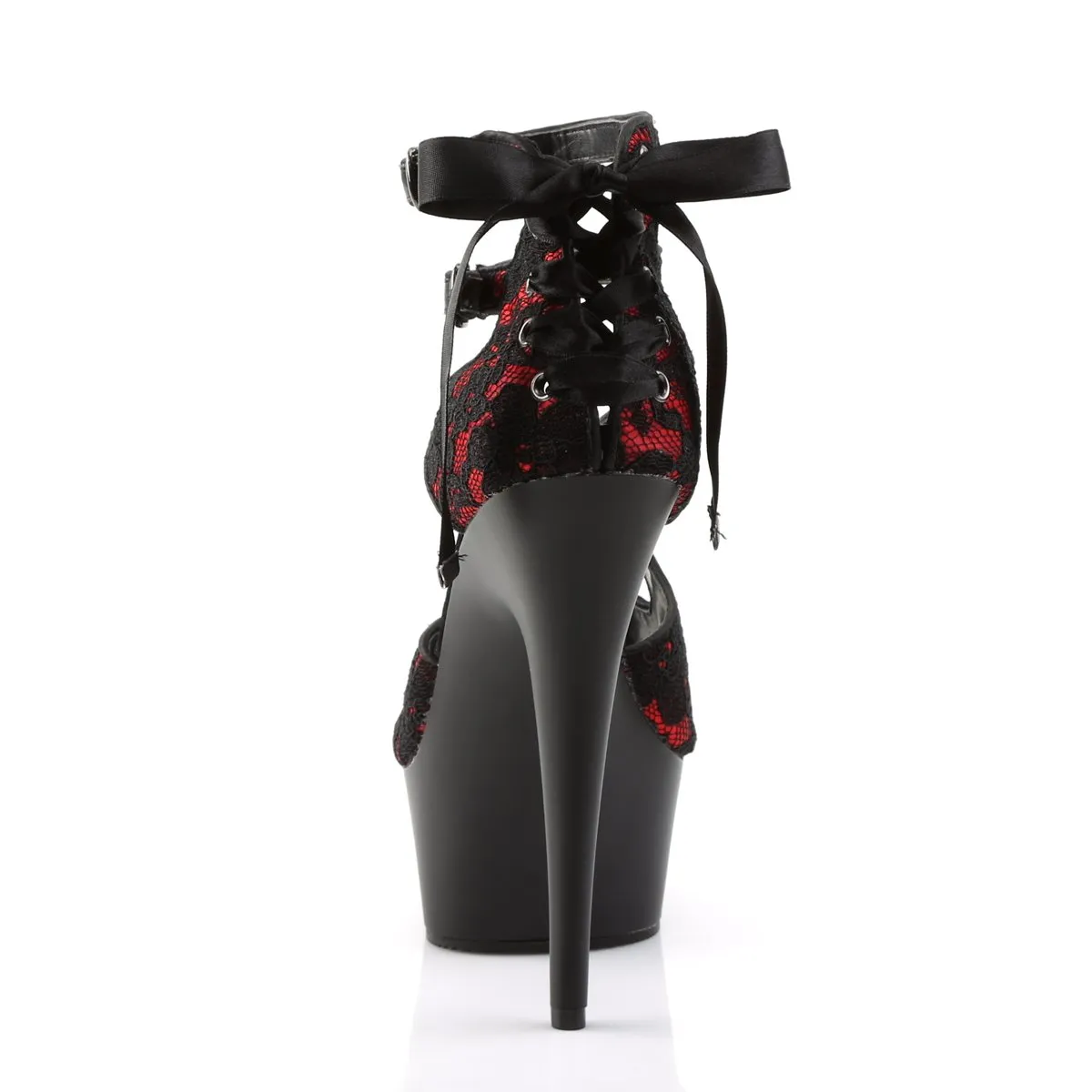 Pleaser Delight-678LC-Black-Red-Size 9-Clearance