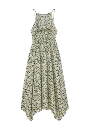 Proenza Schouler White Label Floral Poplin Ruched Dress - Black/ Buttercream