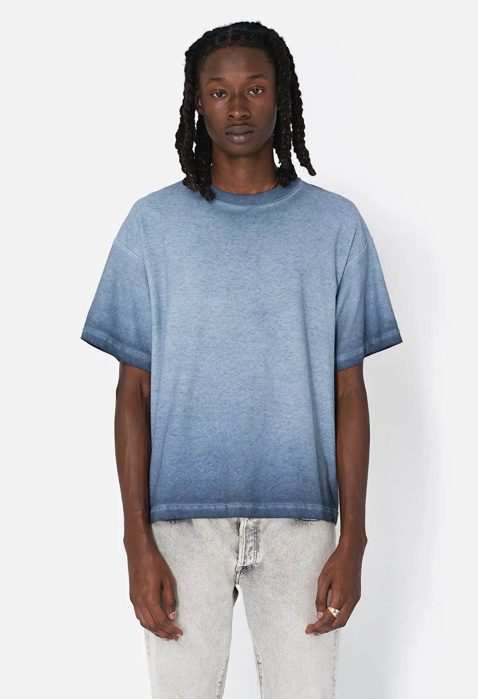 Reversed Cropped Tee / Oil Wash Navy