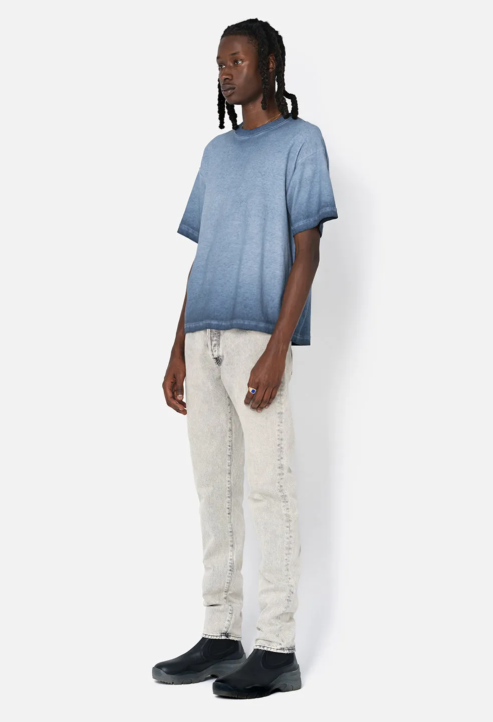 Reversed Cropped Tee / Oil Wash Navy