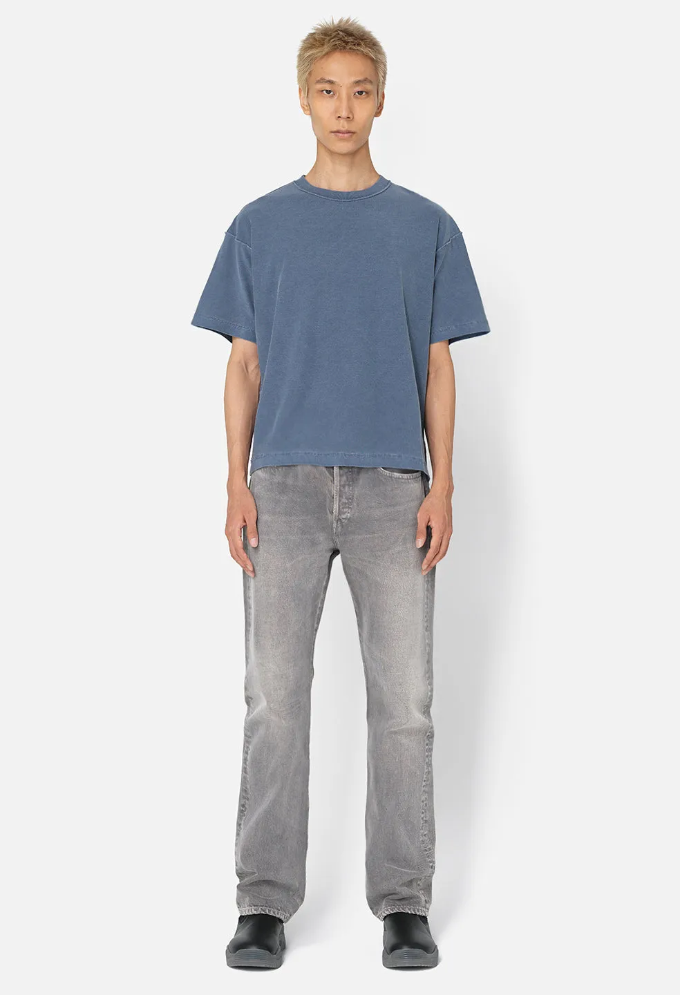 Reversed Cropped Tee / Washed Cadet