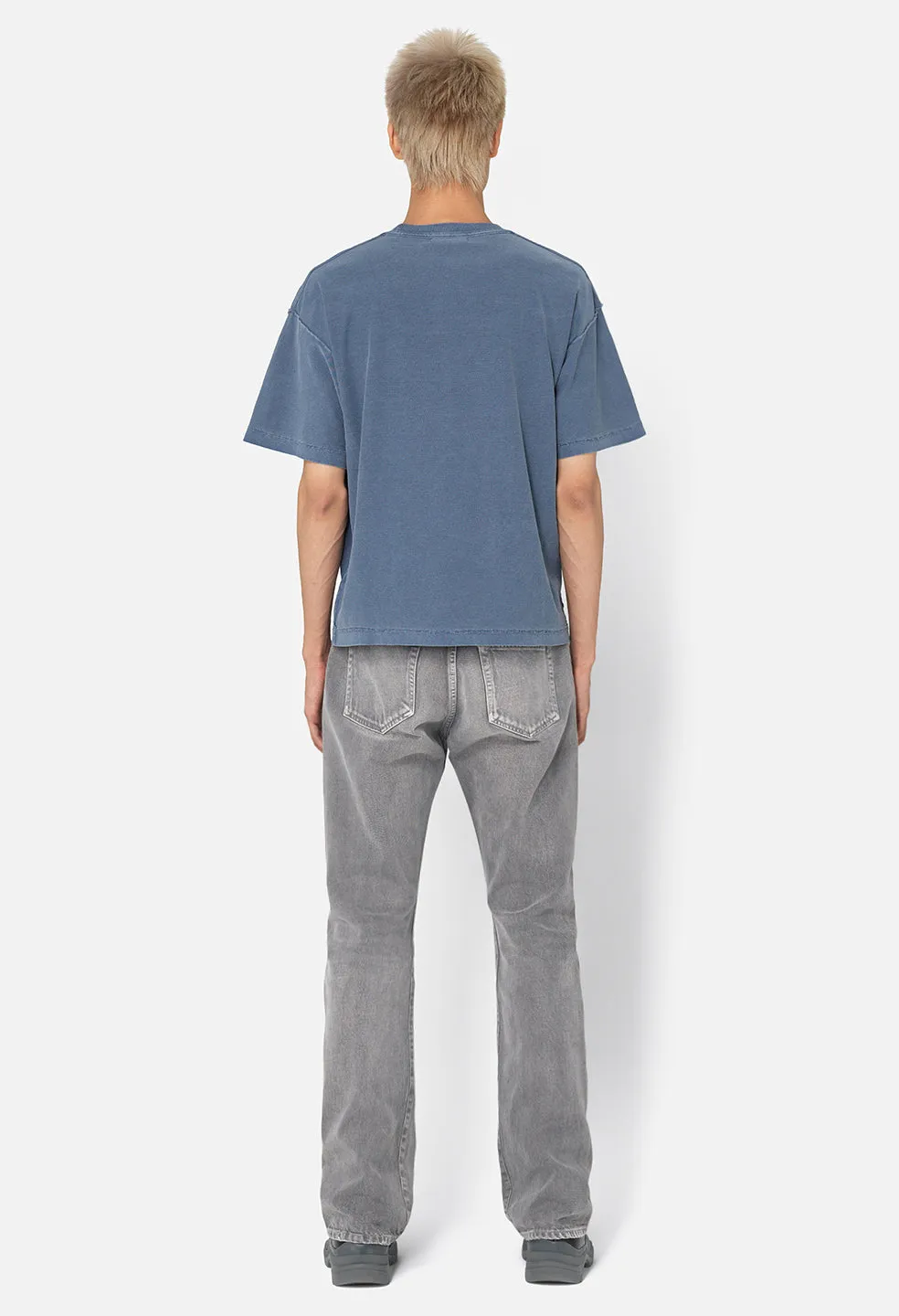 Reversed Cropped Tee / Washed Cadet