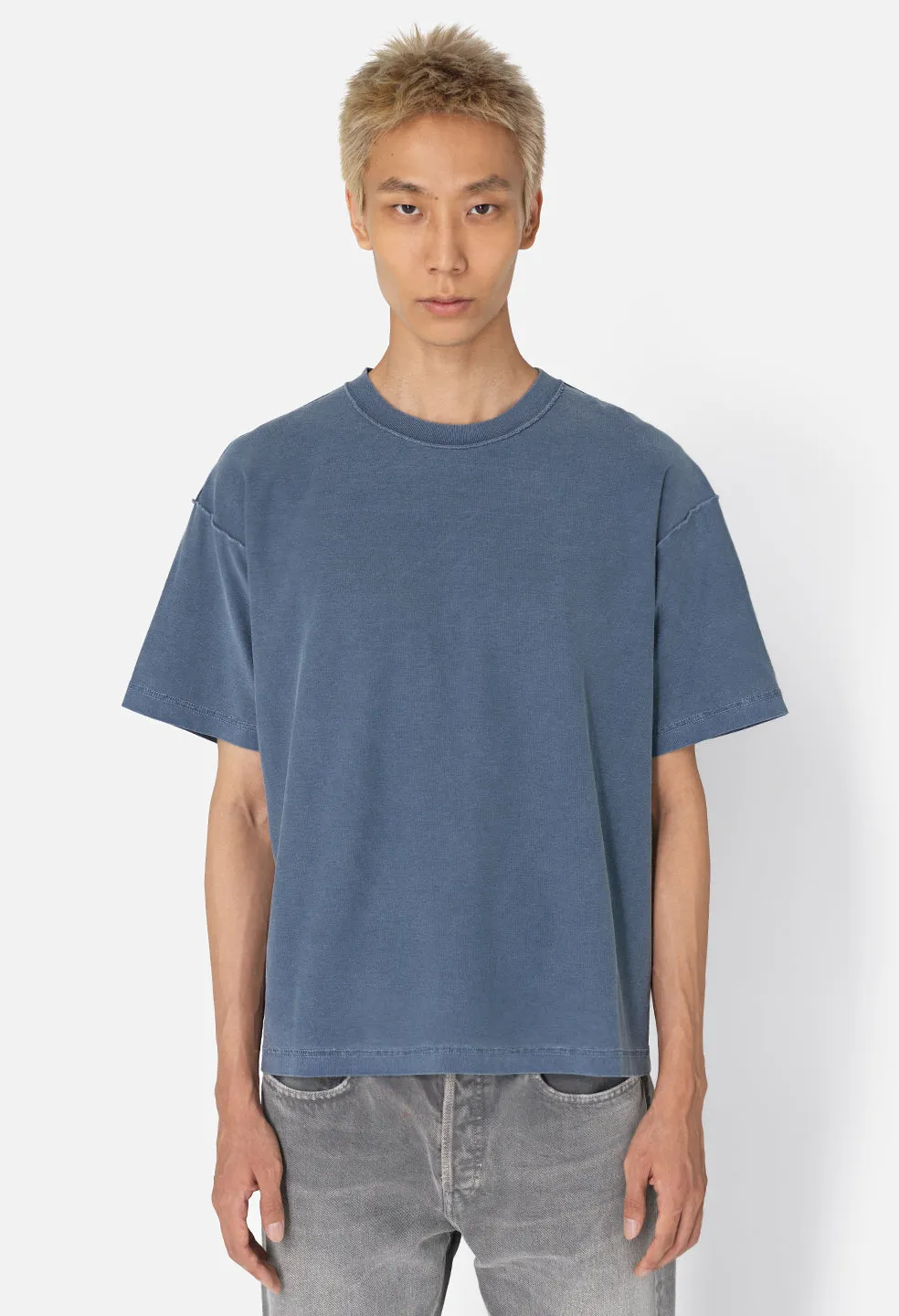 Reversed Cropped Tee / Washed Cadet