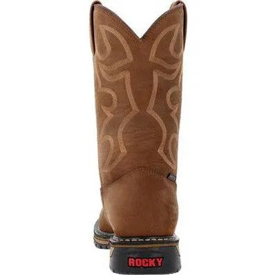 Rocky Men's Original Ride 11" Steel Toe WP Western Work Boot -Brown- RKW0419