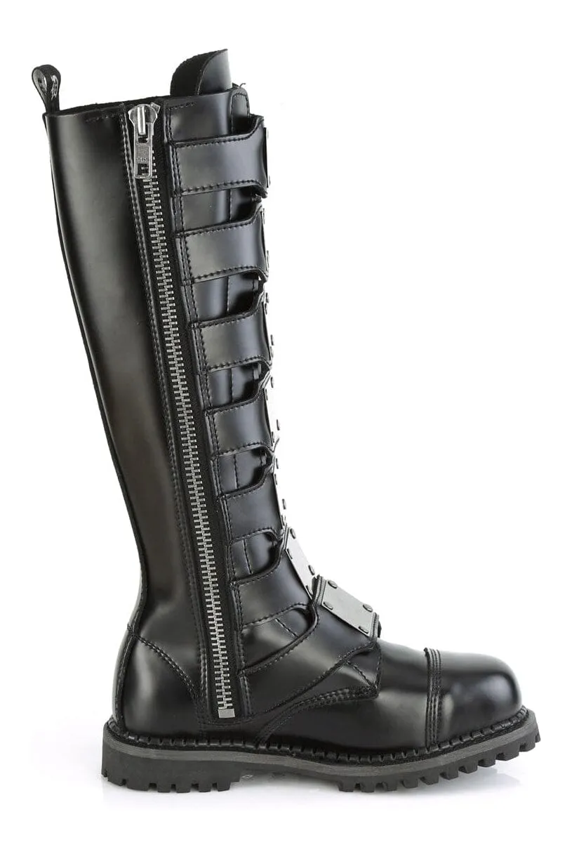 SS-RIOT-21MP Black Leather Knee Boot