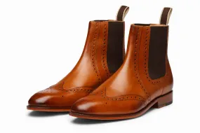 Wingtip Chelsea Brogue Boot - Tan