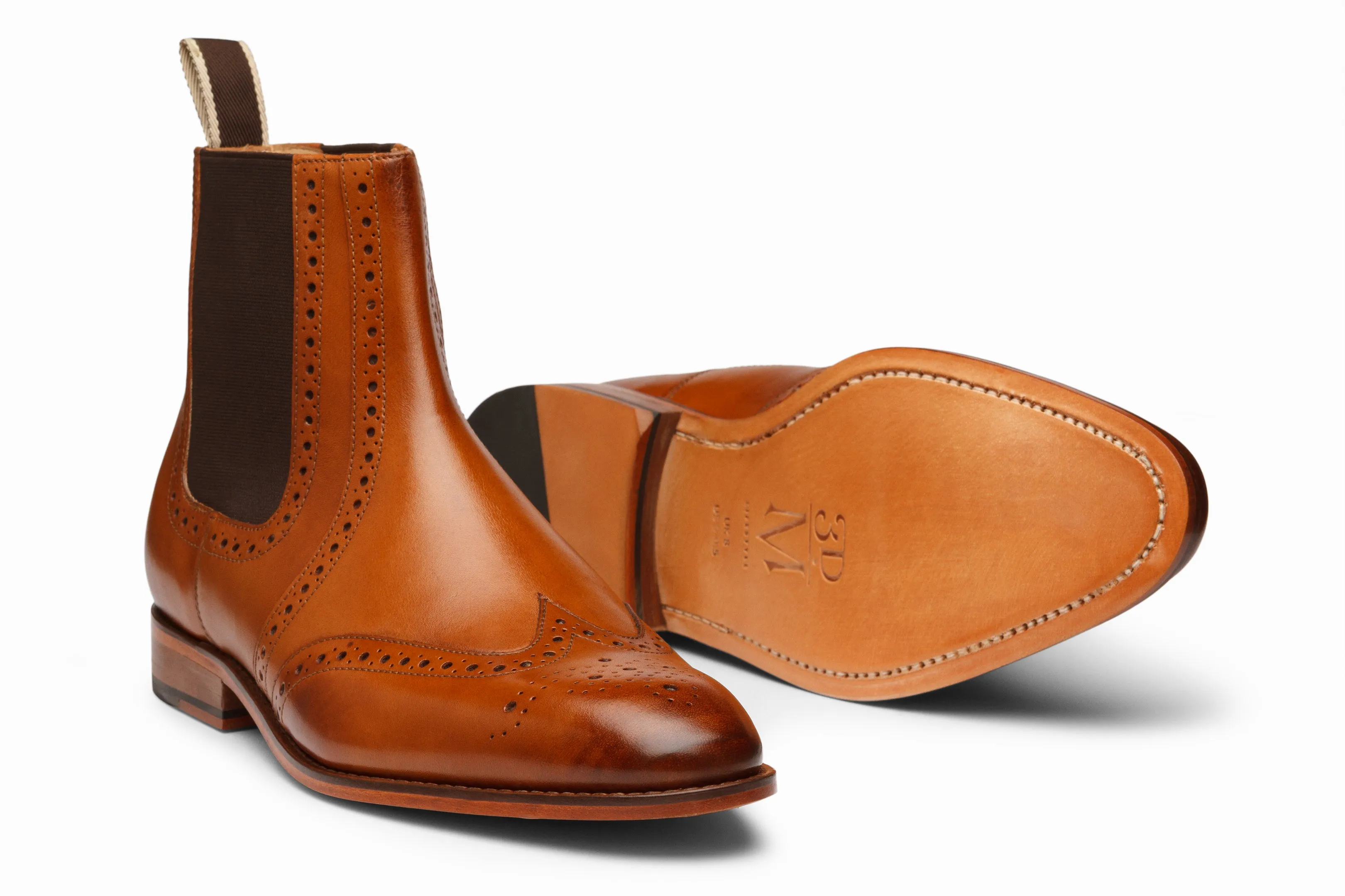 Wingtip Chelsea Brogue Boot - Tan