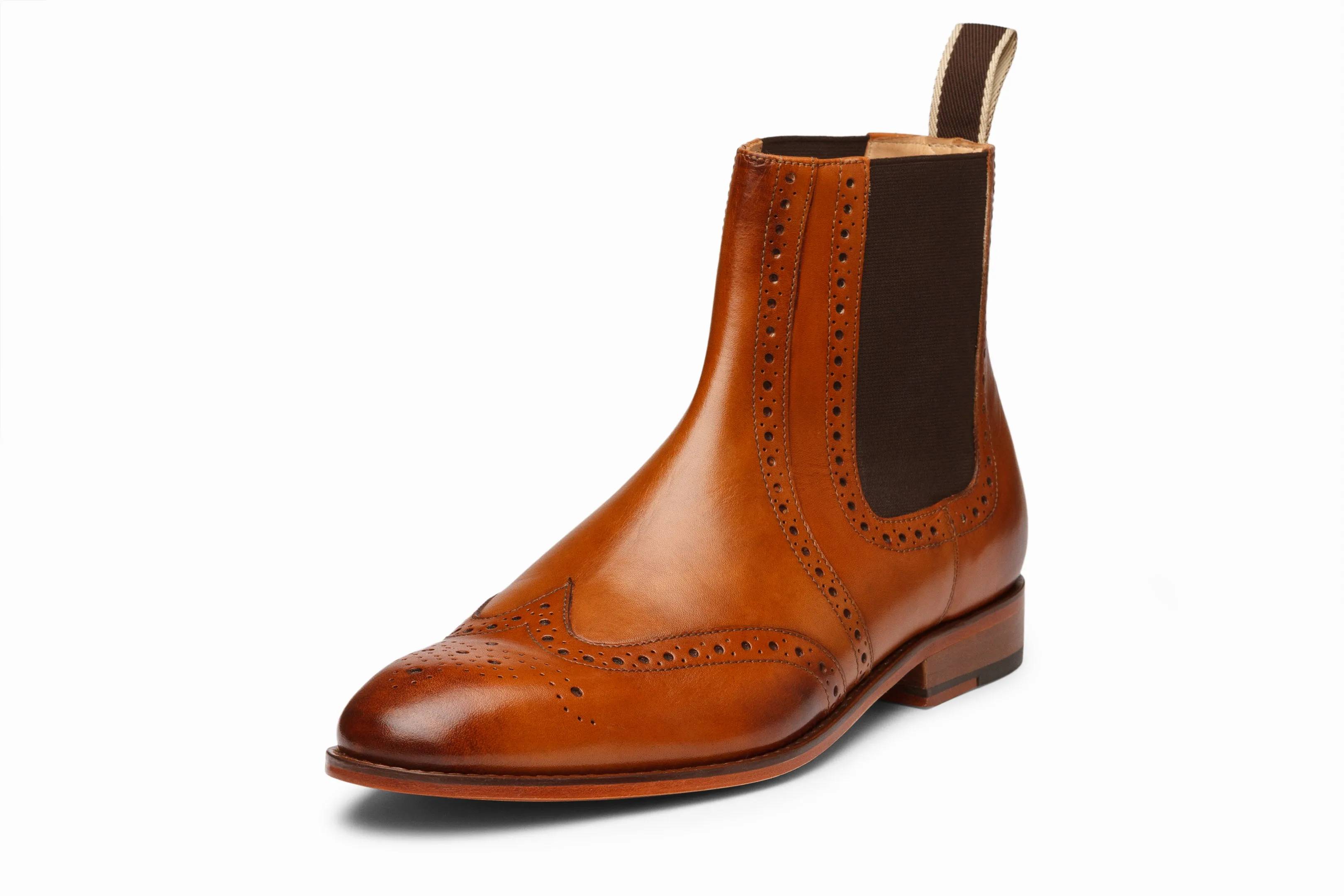 Wingtip Chelsea Brogue Boot - Tan