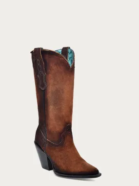 Z5202 - WOMEN'S BROWN LAMB POINTED TOE COWBOY BOOT